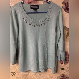 Requirements Light Mint Green Embellished Top